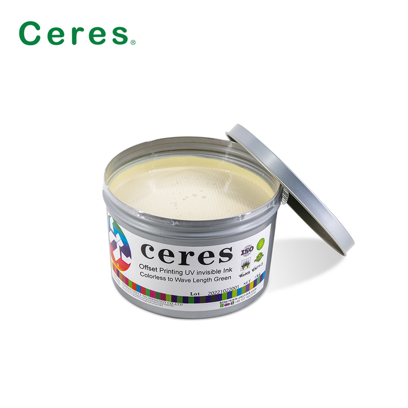 800nm Ceres UV Ink Invisible สีไร้สี ถึงสีเขียว