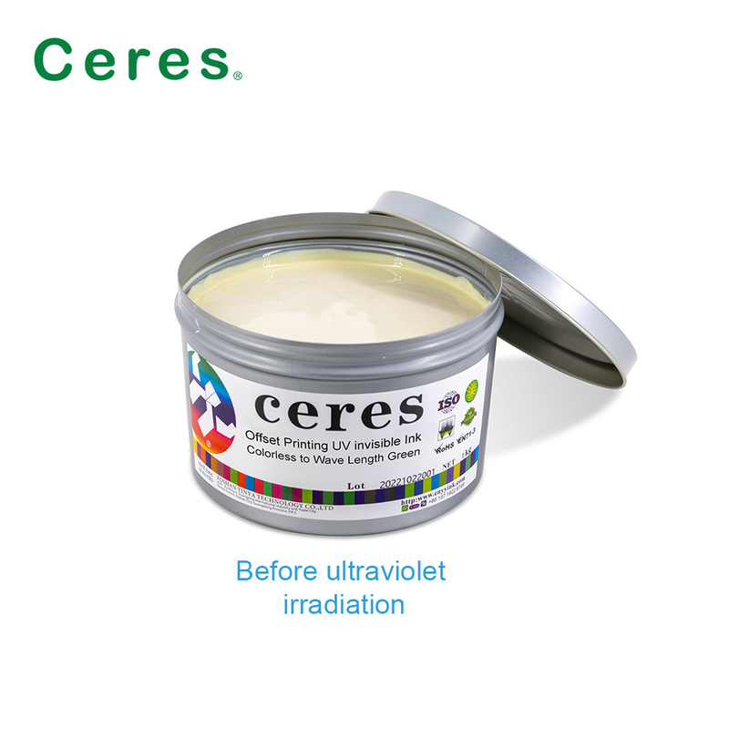 800nm Ceres UV Ink Invisible สีไร้สี ถึงสีเขียว