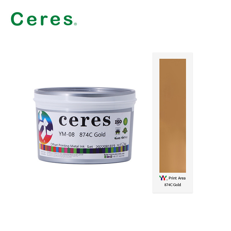 สีพิมพ์ออฟเซตทองคํา สีพิมพ์โลหะที่เป็นมิตรต่อสิ่งแวดล้อมยาวนาน สําหรับ 3 ชิ้น
