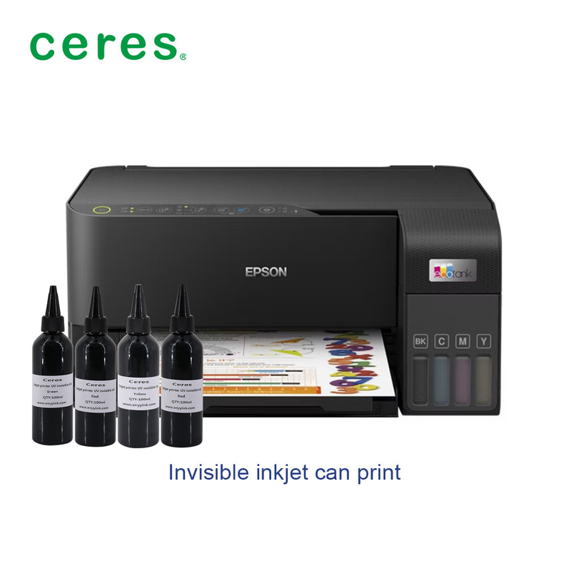 เครื่องพิมพ์สี CMYK Inkjet สําหรับหมึกที่มองไม่เห็น UV
