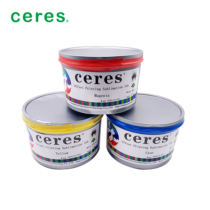 หมึกซับลิเมชั่นสีม่วงแดงสำหรับพิมพ์ออฟเซ็ต อุณหภูมิถ่ายโอน 180-220 องศาเซลเซียส และน้ำหนักกระดาษ 70-110 แกรม สำหรับความแตกต่างของสีเล็กน้อย