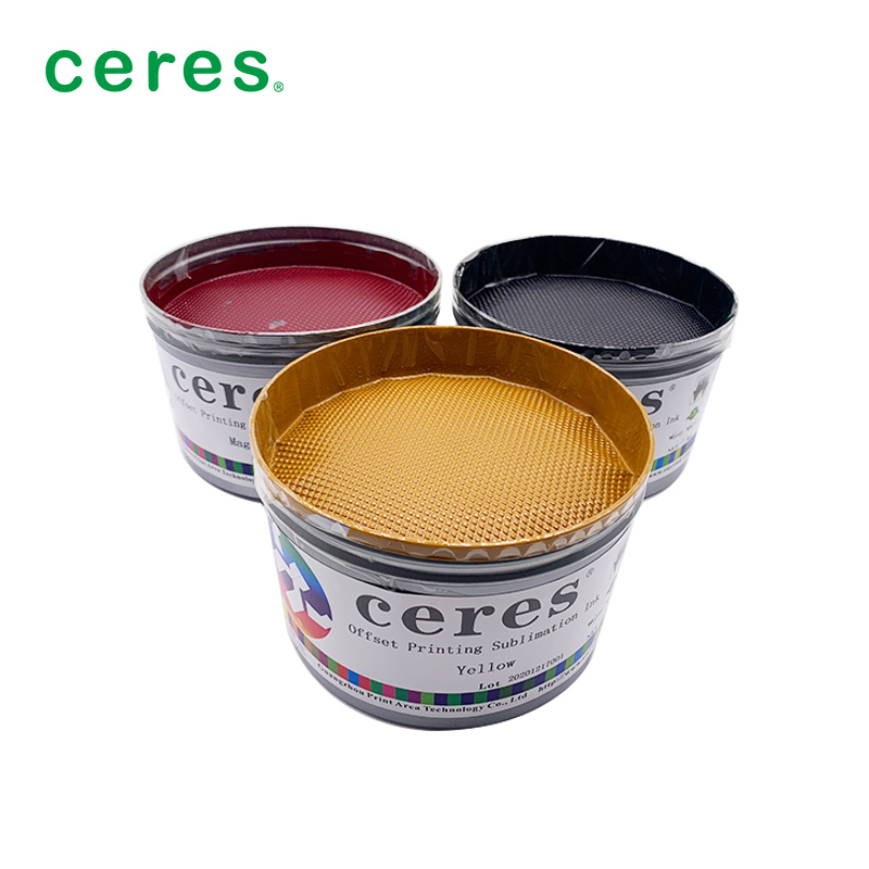 หมึกซับลิเมชั่นสีม่วงแดงสำหรับพิมพ์ออฟเซ็ต อุณหภูมิถ่ายโอน 180-220 องศาเซลเซียส และน้ำหนักกระดาษ 70-110 แกรม สำหรับความแตกต่างของสีเล็กน้อย