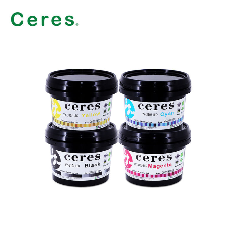 Ceres YY-310 UV LED Offset Ink with 100~150um Thickness and CMYK Pantone Colours สําหรับการพิมพ์ที่มีคุณภาพสูง