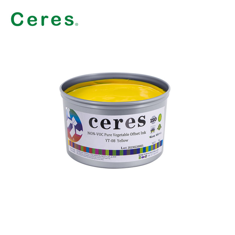 หมึกพิมพ์ออฟเซ็ต CMYK Ceres YT-08 จากพืช 100% - หมึกเงาสูงเป็นมิตรต่อสิ่งแวดล้อมสำหรับบรรจุภัณฑ์กระดาษและคาร์บอน