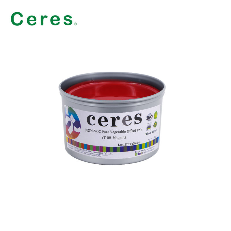 หมึกพิมพ์ออฟเซ็ต CMYK Ceres YT-08 จากพืช 100% - หมึกเงาสูงเป็นมิตรต่อสิ่งแวดล้อมสำหรับบรรจุภัณฑ์กระดาษและคาร์บอน