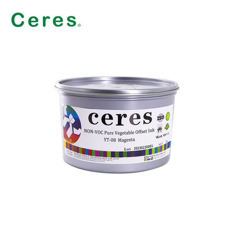 หมึกพิมพ์ออฟเซ็ต CMYK Ceres YT-08 จากพืช 100% - หมึกเงาสูงเป็นมิตรต่อสิ่งแวดล้อมสำหรับบรรจุภัณฑ์กระดาษและคาร์บอน