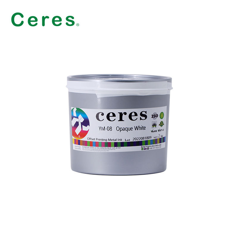 หมึกพิมพ์ออฟเซ็ต UV สีขาวทึบแสง YM-08 สำหรับโลหะ ทนทานต่อการปรุงอาหาร