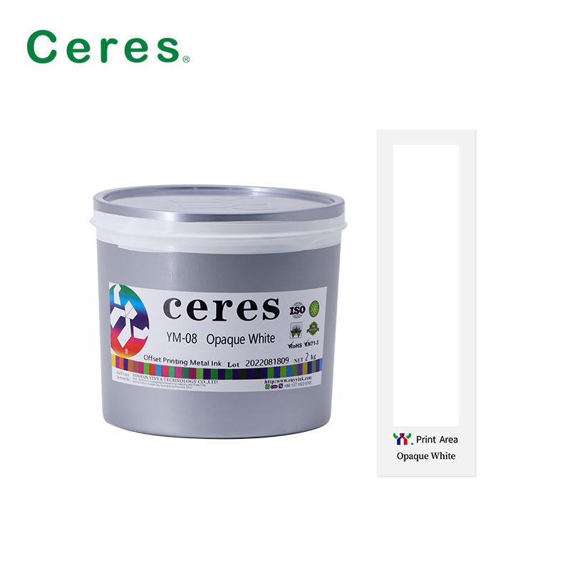 หมึกพิมพ์ออฟเซ็ต UV สีขาวทึบแสง YM-08 สำหรับโลหะ ทนทานต่อการปรุงอาหาร