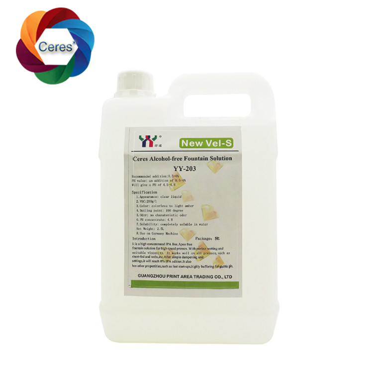 4.5ph 5.5ph โอลโกฮอลฟรี โซลูชั่นน้ําพุ Offset Printing Chemicals UV Printer Lacquer